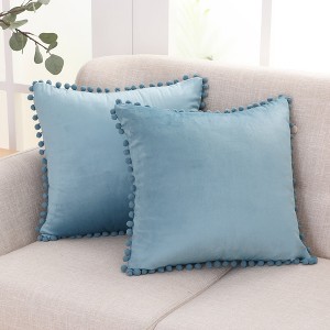 Deconovo Velvet Pom-Pom Pillow Covers 2-Pack – Multiple Sizes (Cover Only) - 1 of 4
