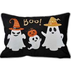 DSVIMOY Support Pillow Halloween Boo Ghost Velvet Throw Pillow for haunted Seasonal Decor, Black, 17"*17"*10" - 1 of 4