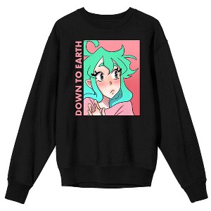Down To Earth Zaida & Kade Front & Back Art Adult Black Crew Neck Long Sleeve Sweatshirt-Small - 1 of 4