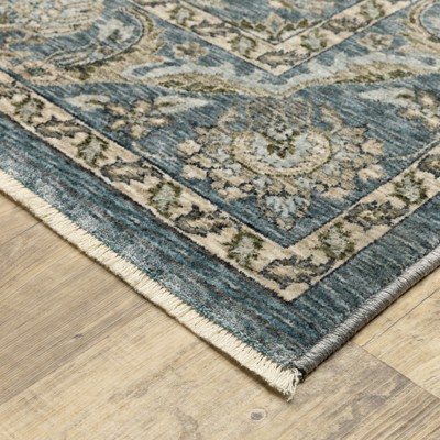 Aberdeen Blue and Beige Synthetic Stain-Resistant 5x8 Area Rug