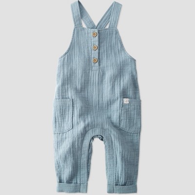 Baby Boys' Organic Cotton Creek Gauze Overalls - little planet by carter's Blue NB