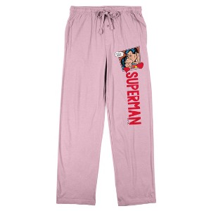 Superman "You're My Hero" Women's Pink Sleep Pajama Pants - 1 of 3