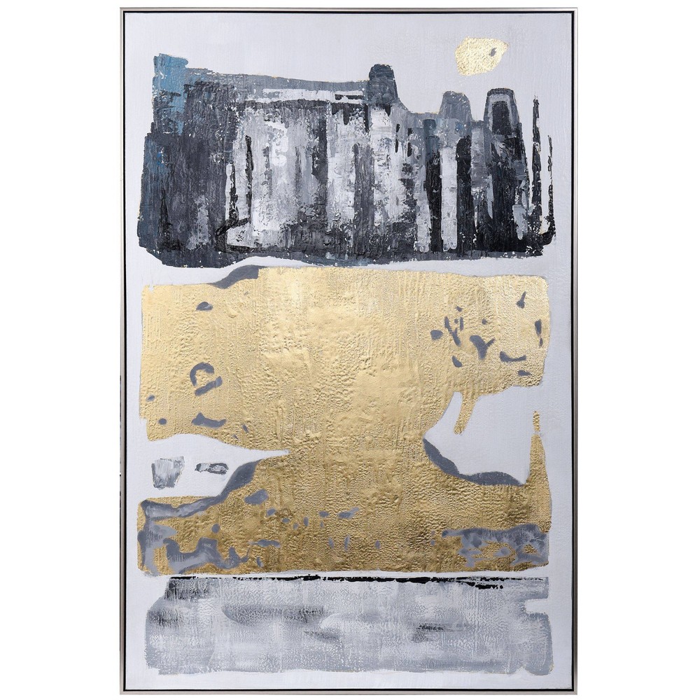 Photos - Wallpaper Palette Play Hand painted Framed Canvas Gold - StyleCraft