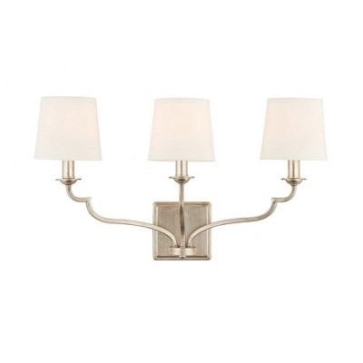 Winter Gold 3-Light Vanity with White Fabric Shades