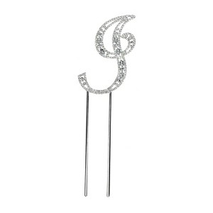 O'Creme Silver Rhinestone 'Letter I' Cake Topper - 1 of 2