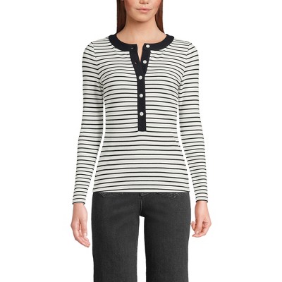 Lands' End Women's Drapey Rib Skimming Long Sleeve Henley