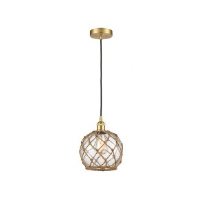 Farmhouse Rope - 1 Light Cord Hung Mini Pendant In Industrial Style-10.75 Inches Tall and 8 Inches Wide - 1 of 1