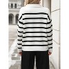 Womens Striped Sweaters Lapel Knitted Casual Pullover V Neck Color Block Jumper Long Sleeve Loose Soft Tops - 4 of 4