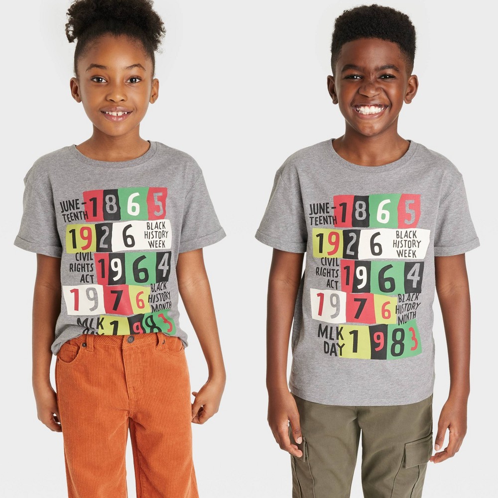 Black History Month Kids' Dates Short Sleeve T-Shirt - Gray M