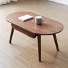 PAGED 39.37" Wooden Coffee Table, Modern Side Table with 2 Storage Drawers and Round Corner, Writing Desk for Living Room, Bedroom - 4 of 4
