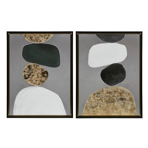 Ink+Ivy (Set of 2) 19.5"x25.5" Neutral Stones Figural Framed Canvas Wall Art Set: Contemporary Style, Polystyrene Frame, Vertical Orientation - 1 of 4
