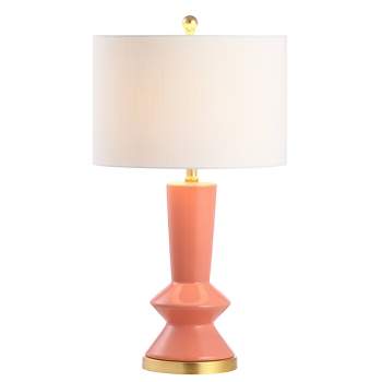27" Ceramic/Iron Contemporary Glam Table Lamp (Includes LED Light Bulb) Coral/Brass - JONATHAN Y