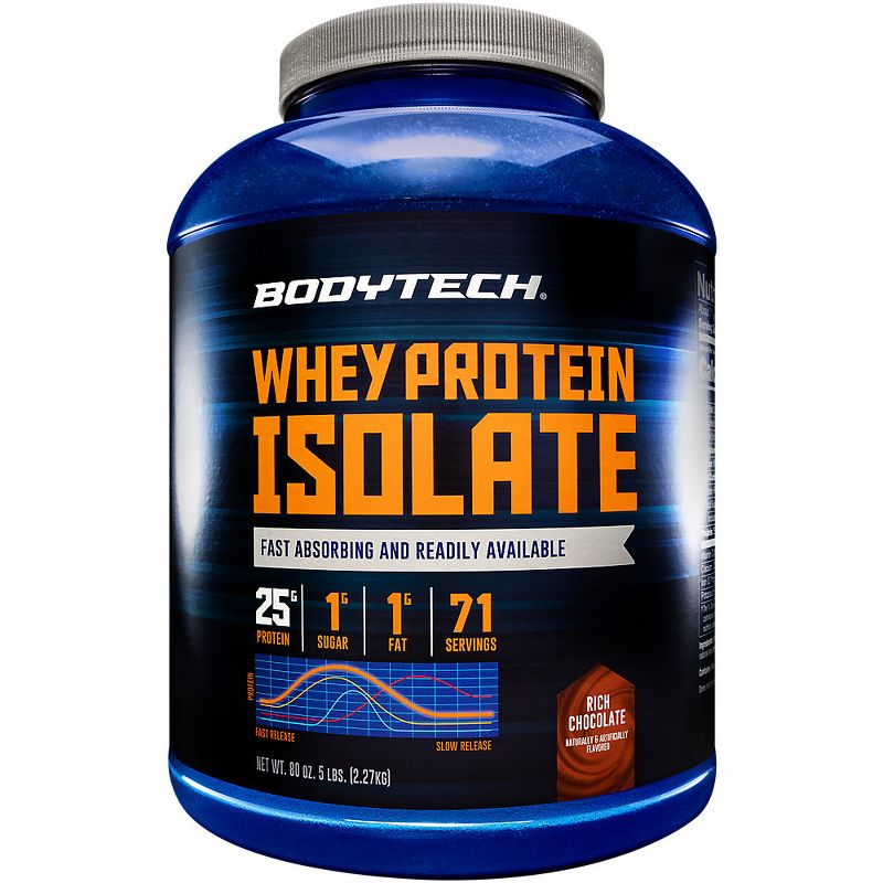 BodyTech Whey Protein Isolate Powder - 25 Grams of Protein per Serving & BCAA's - Ideal for Post-Workout Muscle Building & Growth, Contains Milk & Soy, Rich Chocolate, 2 of 4