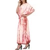 LA LEELA Women's House Daily Routine Evening Wear Loungewear Long Kaftan Cover Up Dress Maxi Dresses Caftans for Women 2X-3X Red, Tie Dye Design - image 2 of 4