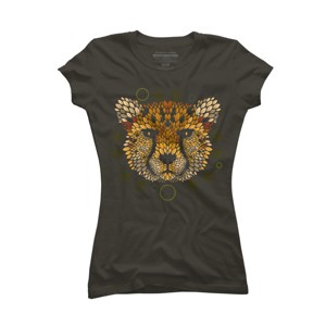 Junior's Design By Humans Cheetah Face By LetterQ T-Shirt - 1 of 3