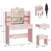 Vanity Desk with Lights, Makeup Vanity Set with 3 Colors LED Lights, Power Outlet, 6 Shelves, 2 Drawers & Cushioned Stool for Bedroom - 2 of 4