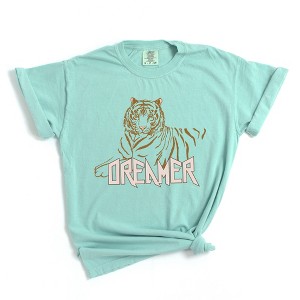 Simply Sage Market Women's Dreamer Tiger Short Sleeve Garment Dyed Tee - 1 of 2
