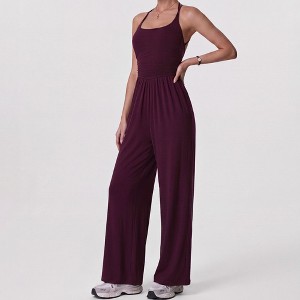 Anna-Kaci Active Women's Sleeveless Halter Neck Wide Leg Jumpsuit