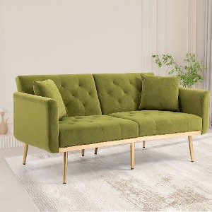 CAVINAS Loveseat Sofa with Metal Feet, Modern Convertible Sofa, Vintage Accent Sofa, Upholstered Sofa Couch for Living Room - 1 of 4