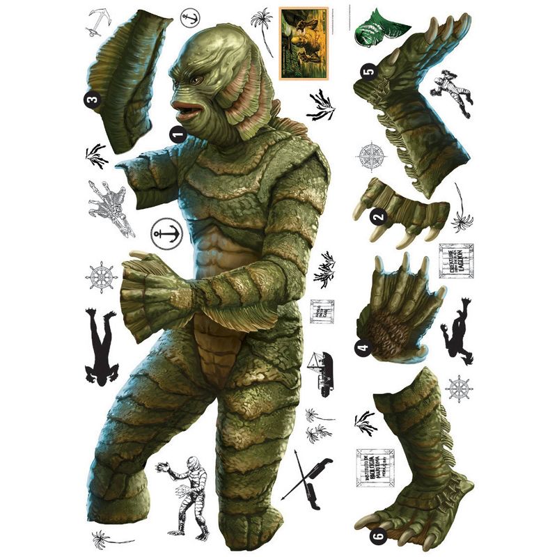 Classic Monsters Creature From the Black Lagoon Giant Peel &#38; Stick Kids&#39; Wall Decals - RoomMates, 4 of 8