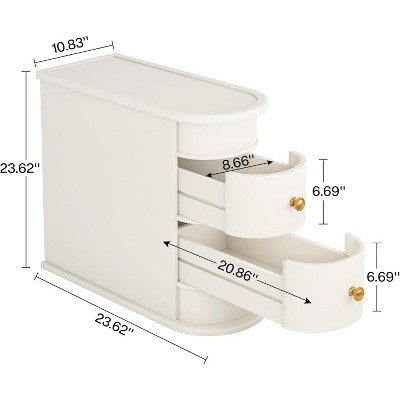 Tribesigns Solid Wood Chairside End Table with Two Drawers - Thumbnail 4