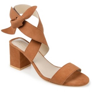 Journee Signature Womens Genuine Leather Hether Hook and Loop Block Heel Sandals - 1 of 4