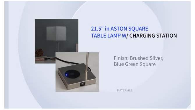21.5&#34; Modern Metal Table Lamp with USB Charging Port Gray - Ore International, 2 of 8, play video