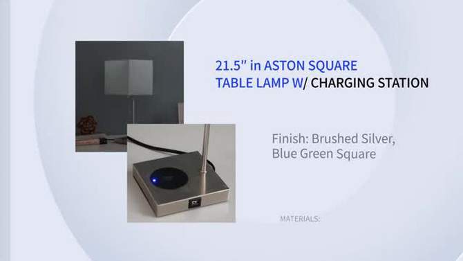 21.5&#34; Modern Metal Table Lamp with USB Charging Port Gray - Ore International, 2 of 8, play video