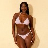 Women's Textured Striped Low-Rise High Leg Cheeky Side Tie Bikini Bottom - Wild Fable™ Pink/White - 4 of 4
