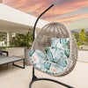 NewHome "Egg Chair Cushion with Headrest – Soft, Thickened Hanging Basket Seat Pad for Swing Chairs" BeigeBlue - 3 of 4