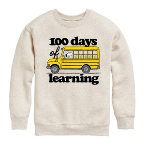 Boys' - Peanuts - 100 Days Of Learning Graphic Long Sleeve Fleece Sweatshirt - 1 of 4