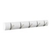 Wall Hook Rail-Mounted Hanging Rack with 5 Retractable Hooks-Storage Organization Decor for Coats, Towels, Bags and More by Hastings Home (White) - 4 of 4