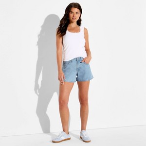 Shorts de mezclilla midi de tiro medio para mujer - Wild Fable™