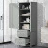 61.4"H Bathroom Storage Cabinet with 2 Drawers and Adjustable Shelf, Freestanding Storage Cabinet with 2 Doors 4S - ModernLuxe - image 2 of 4