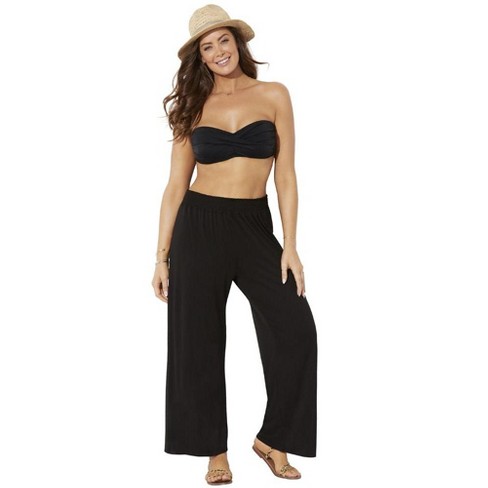 Swimsuits For All Women's Plus Size Dena Beach Pant Cover Up, 10/12 - Black  : Target