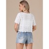 INSPIRE CHIC Women's V Neck Summer Tie Front Hollow Out Short Sleeve Crop Crochet Cardigan - 3 of 4