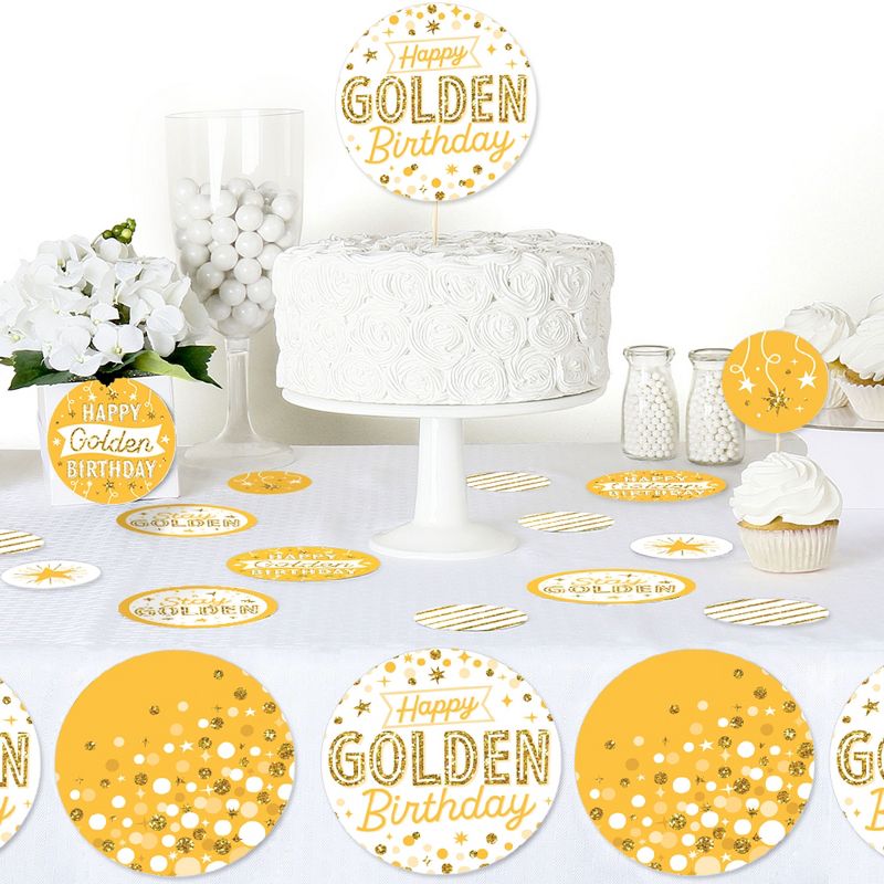 Big Dot of Happiness Golden Birthday - Happy Birthday Party Giant Circle Confetti - Party Decorations - Large Confetti 27 Count, 5 of 8