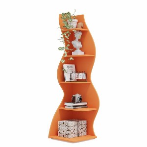 Lirago,5-Tier Corner Bookshelf – Modern Orange Engineered Wood Shelf with Adjustable Shelves – Ideal for Home & Office Spaces - 1 of 4