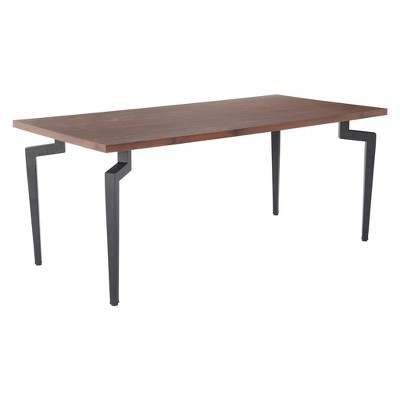 HomeRoots 71" Brown and Black Wood and Steel Dining Table