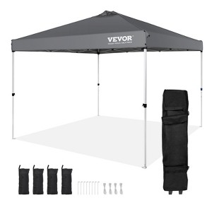 VEVOR Pop Up Canopy Tent, 10 x 10 ft, 250 D PU Silver Coated Tarp, with Portable Roller Bag and 4 Sandbags, Waterproof and Sun Shelter Gazebo - 1 of 4