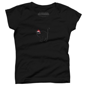 Girl's Design By Humans Christmas cat tshirt By bambino T-Shirt - 1 of 3