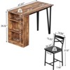 Coolmee Bar Table and Chairs Set, 3 Piece Bar Table Set with with Flip Top Extension and Storage Shelves, Dining Table Set for 2 - 3 of 4