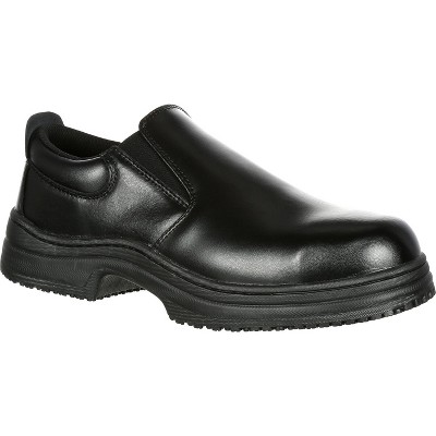 Men's SlipGrips Steel Toe Slip-Resistant Slip-On Work Shoe, SG7437, Black