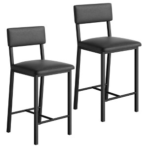Garvee Bar Stools Set of 2, Counter Stools with Back and Thickened Metal Legs, Upholstered PU Leather Counter Height Barstools for Kitchen - 1 of 4