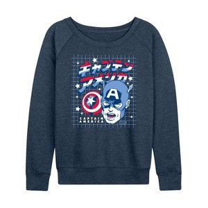 Women's - Marvel - Captain America Katakana Lightweight French Terry Slouchy - 1 of 4