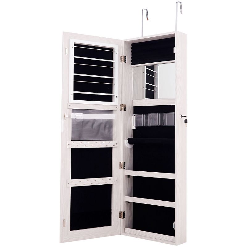 Tangkula Lockable Mirrored Jewelry Cabinet Armoire Storage Organizer Box w/ Drawer, 4 of 9