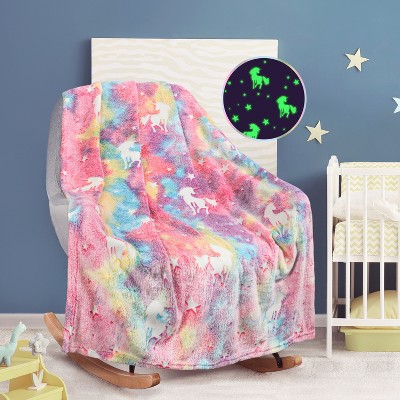 Catalonia Pink Unicorn Glow in the Dark Fleece Blanket, 50" x 60"