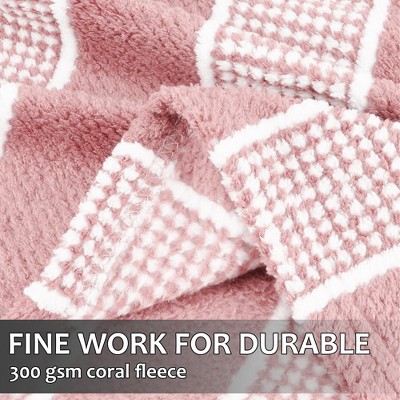 Catalonia Pink and White Striped Fleece Throw Blanket, 50x60 inches