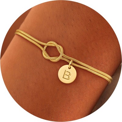 Turandoss Dainty Gold Initial Charm Bracelets for Women Girls - Gold Jewelry for women, Birthday Gifts for Teen Girls, Trendy Stuff