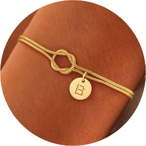 Turandoss Dainty Gold Initial Charm Bracelets for Women Girls - Gold Jewelry for women, Birthday Gifts for Teen Girls, Trendy Stuff - 1 of 4